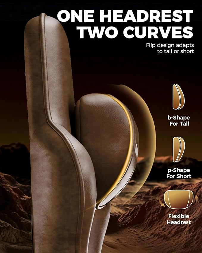 GTPLAYER Big and Tall Gaming Chair with Footrest Ergonomic Office Desk Chair with 4.4in Thick Cushion and Wide Wingless Seat Comfortable Leather Computer Chair Predator Series Rustic Brown