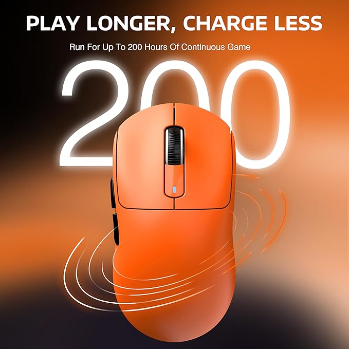ATTACK SHARK X3 Wireless Gaming Mouse 49g Ergonomic Computer Mouse Triple Modes PAW3395 26K DPI Optical Sensor 200h Battery Life Programmable Buttons Gaming Accessories for PC/Laptop/Mac(Orange)