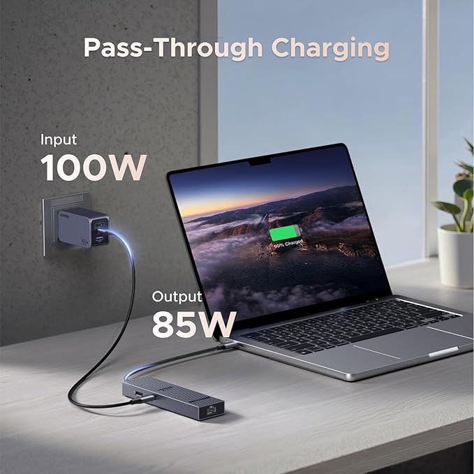 UGREEN Revodok Pro 6 in 1 USB C Hub Gigabit Ethernet Adapter with 4K 60Hz HDMI 100W PD Charging 10Gbps USB A&ampC 3.2 Data Ports Compatible with Mac M1 M2 M3 iPad iPhone 16 Pro/Pro Max Steam D