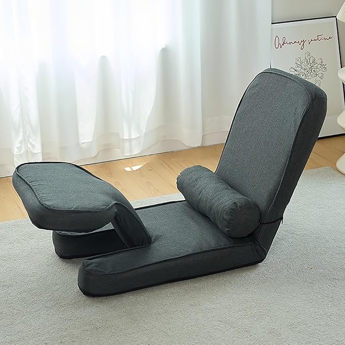 Adjustable Meditation Chair with Books Laptop Stand Floor Chair with Back Support Floor Gaming Chair Padded Folding Sofa Chair Sleeper Bed Folds Flat