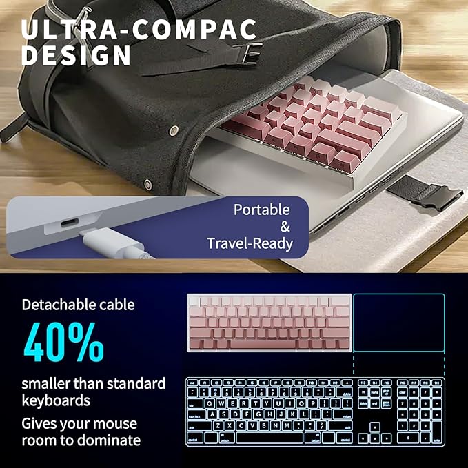 Mini 60% Mechanical Gaming Keyboard Wired YK61 Hall Effect Magnetic Switch Adjustable Actuation Rapid Trigger Mode 8K Hz Polling Rate Hot-Swap 61 Keys RGB Backlit Side Printed PBT Keycaps