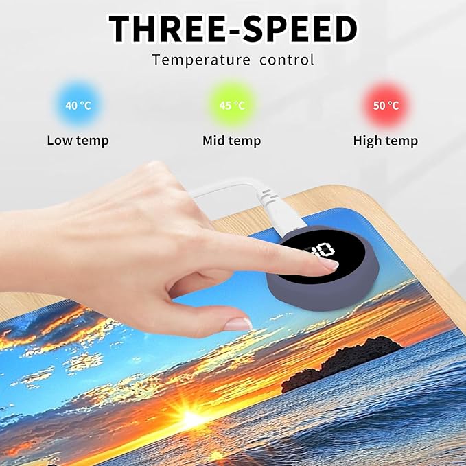 Heated Mouse Pad Hand Warmer Warm Desk Pad Mousepad Desk Mat with 3 Levels Heating and 3 Hours Auto Shut Down 31.5 x 13 inch PU Leather Warmer Keyboard Mat for Gaming Laptop Office Home Sandbeach