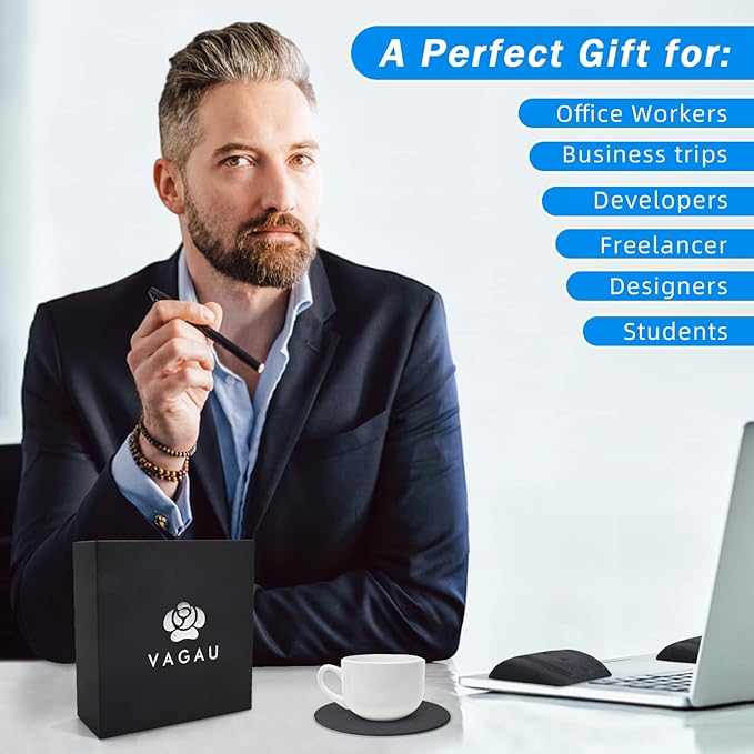VAGAU Wrist Rests for Laptop Wrist Support for Keyboard and Mouse Ergonomic Memory Foam Wrist Pads for Laptop Office Computer Comfortable Typing Wrist Pain &amp Carpal Tunnel Relief (Black)