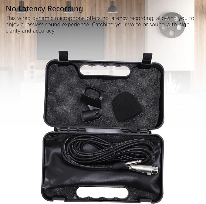 Wired Dynamic Microphone Set Cardioid Moving Coil Handheld Mic with XLR Cable No Latency Recording for Active Speakers Mixers Amplifiers Professional Studio Performance Mic with