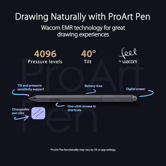 ASUS ProArt Display 15.6” 4K Pen Display (PA169CDV) – IPS UHD (3840 x 2160) WACOM Feel EMR 100% sRGB Calman Verified Pantone Validated Speakers USB-C 10-Point Touch Dial 3 Year Warranty