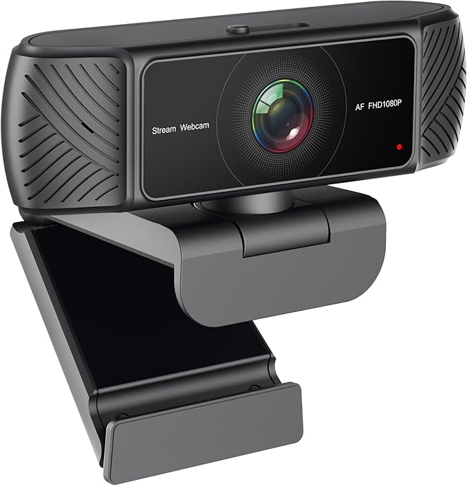 Streaming Webcam for PC - 1080P HD Webcam with Microphone Privacy Cover AutoFocus Noise Cancellation Auto Light Correction USB Computer Web Camera Plug and Play for Laptop Desktop Mac