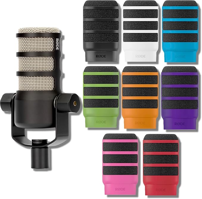 Rode PodMic Cardioid Dynamic Broadcast Microphone with WS14 PodMic Pop Filter - Pink
