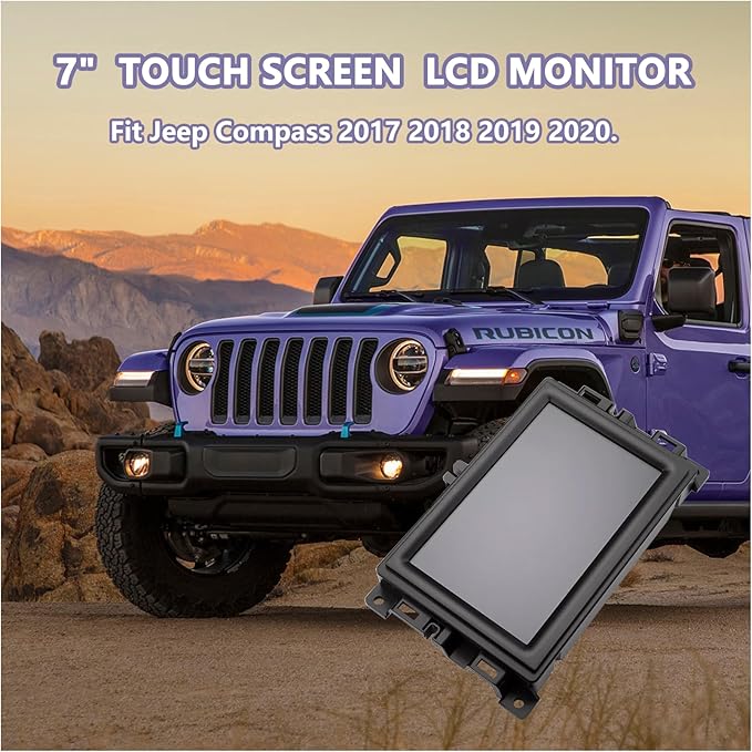 New Replacement 7 Uconnect LCD Display with Bracke LCD Monitor Digitizer Radio Navigation Fit for Jeep Compass 2017-2020 TDO-WXGA0700K00033-V2 TDO-WXGA0700K00057-V1 LMB-K00057BL