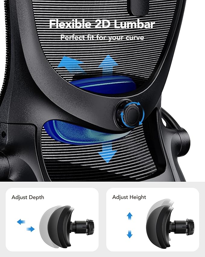 HUANUO Ergonomic Office Chair High Back Computer Desk Chair with Adjustable Lumbar Support and Headrest Comfy Gaming Chair with 3D Armrests Home Office Rolling Chair Max Load 300 lbs