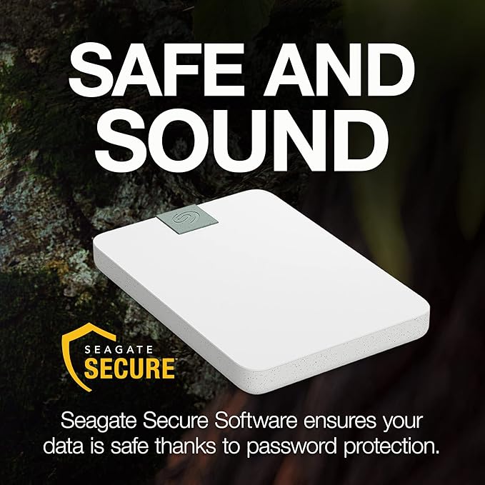 Seagate Ultra Touch HDD 2TB External Hard Drive - 7mm Cloud White Post-Consumer Recycled Material 6mo Dropbox and Mylio Rescue Services (STMA2000400)