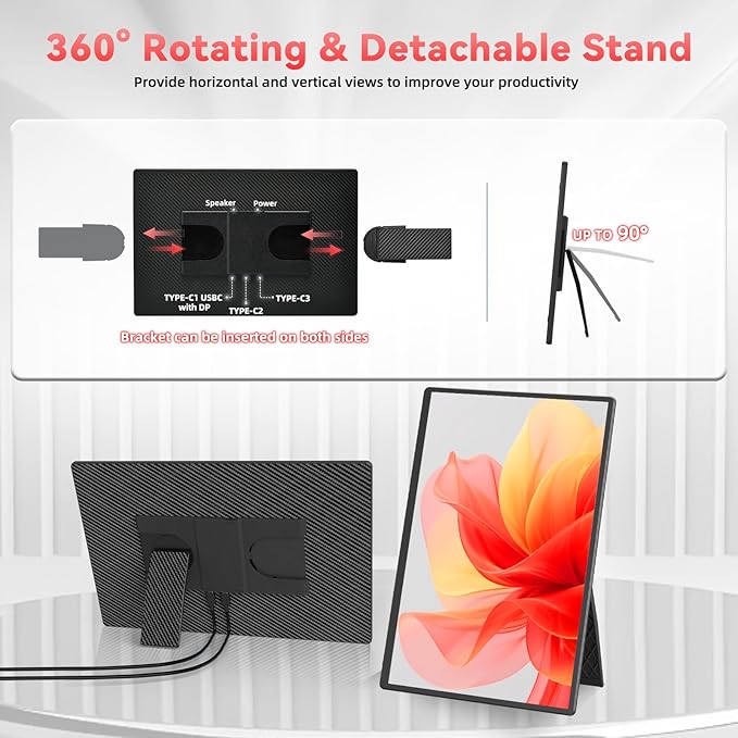 Portable Monitor for Laptops - 16 inch IPS FHD 1200P Laptop Screen Extender Dual Monitors for Laptops Compatible with Windows Mac Travel Work