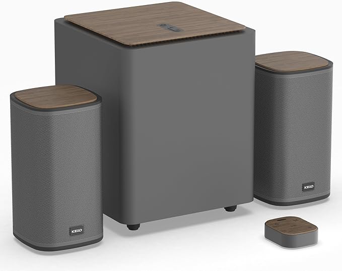 KEiiD 2.1 Bluetooth Computer Speakers with Wireless Subwoofer and Wireless Touchpad for Desktop Laptop Pc Stereo Gaming Speakers 4 EQ Modes Aesthetic Style with Great Sound Quality
