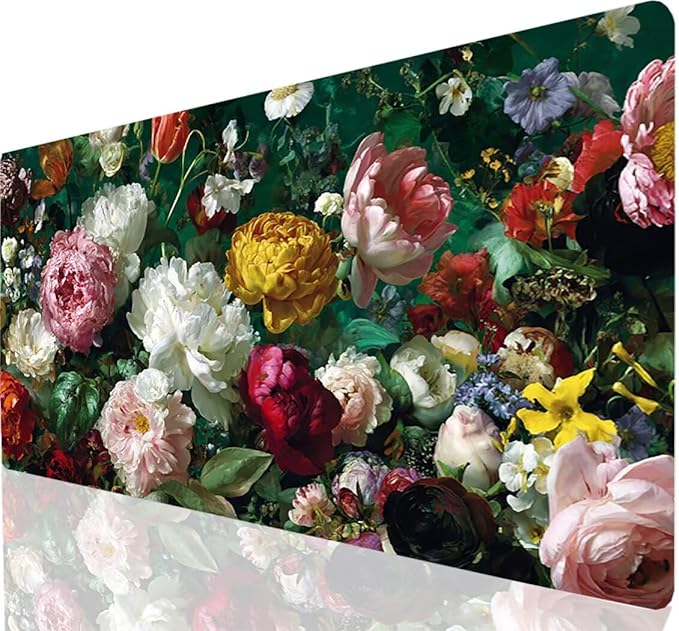 Large Mouse Pad Flower Desk Mat Color Office Gaming Mouse Pad with Stitched Edges 36x16in Extended Mousepad with Non-Slip Waterproof Rubber Base for PC Laptop Desk Home Office Accessories a-6745