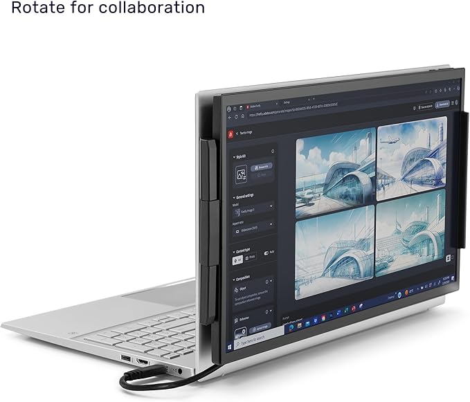 SideTrak Swivel 15.6 Attachable Portable Monitor for Laptop | FDH TFT Laptop Dual Screen | Mac PC &amp Chrome Compatible | Swivel Hinge Laptop Screen Extender | USB-C Port