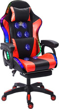 Ergonomic Professional Gaming Chair Gaming Chair with Massage Speaker LED Light and Footrest Comfortable Computer Recline with Headrest and Lumbar Support.Red