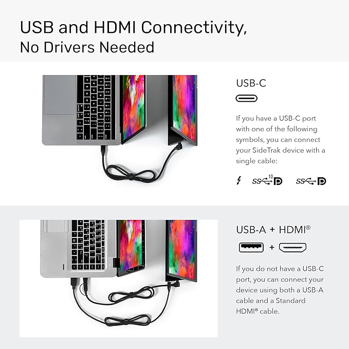 SideTrak Solo Pro 15.8 Touchscreen Portable Monitor for Laptop | FHD LED IPS Dual Display 10-Point Touch USB-C® &amp HDMI Laptop Screen Extender for Mac PC Chrome HDR (Touchscreen)