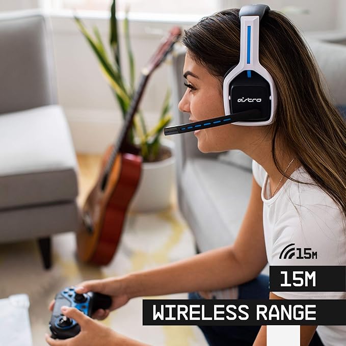ASTRO Gaming A20 Wireless Headset Gen 2 - Compatible with PlayStation 4 &amp 5 / PC/Mac - White/Blue