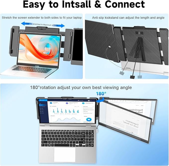 KEFEYA Laptop Screen Extender 14 Portable Monitor for Laptops 13-17 1080P FHD IPS Monitor Extender for Laptop with USB-C/HDMI Port Plug n Play for Windows/Chrome/Mac/Switch/PS5