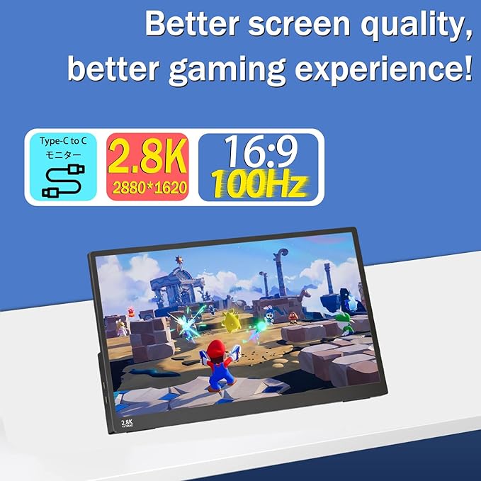 Portable Monitor Touchscreen 15.6 2.8K Laptop Screen Extender 2880x1620100Hz100％sRGBw/45° Adjustable Standmini HDMI USB-C Computer Display for Laptop PC Phone Mac