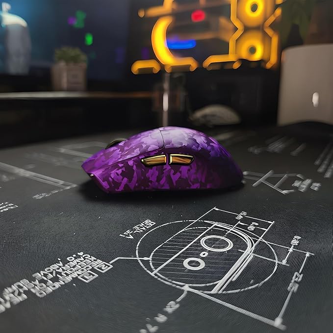 ATTACK SHARK X11 Ultra 8K Carbon Fiber Wireless Gaming Mouse with 42000 DPI-PAW3950 MAX Sensor-59g LightweightNordic 54L15 MCU ChipWired/BT/2.4Ghz100 Million ClicksProgrammable for PC Mac(Purple)