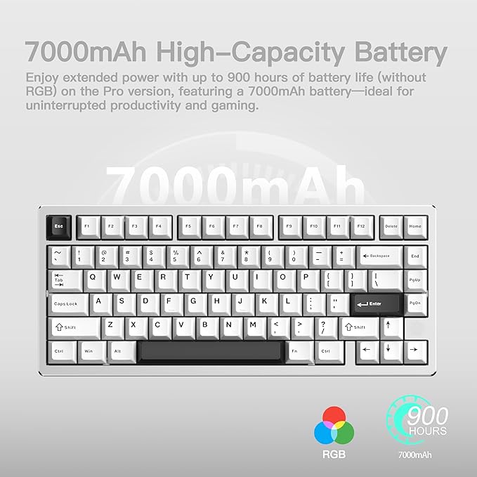 KEEBMONKEY WOBKEY Rainy 75 CNC Aluminum HMX/JWK/Cocoa Switches Triple-Mode Connectivity Mechanical Keyboard with Superior Acoustics RGB/FR4/Silver SUS304/7000mAh/Cocoa Switch (Pro - Silver)