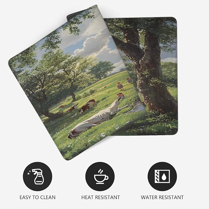 Forest Tree Cow Large Mouse Pad Gaming Mousepad Desk Mat for Desktop Computer Keyboard Waterproof Mouse Mat Desk Pad with Non-Slip Base for Game School Office Home 35.4 x 15.7
