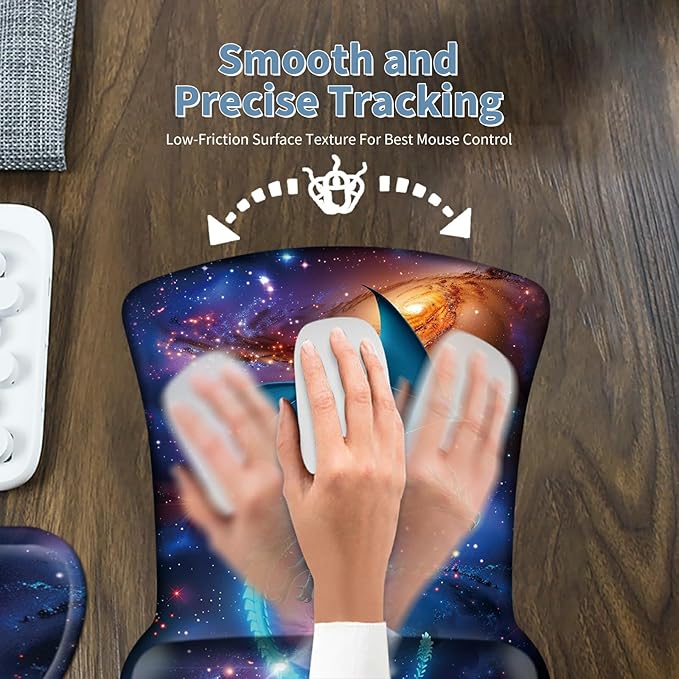 Keyboard Wrist Rest and Mouse Wrist Rest Pad Set Made of Memory Foam with Non Slip Rubber Base Ergonomic Gel Wrist Rest for Computer Keyboard Gaming Office Working with Galaxy Blue Dragon Coaster