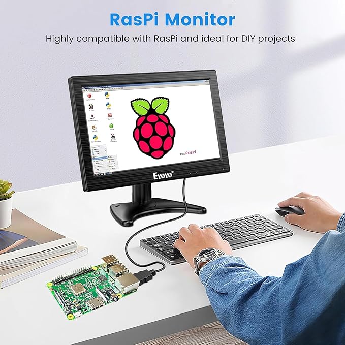 Eyoyo 12 Inch TFT LCD Monitor with AV HDMI BNC VGA Input 1366x768 Portable Mini HD Color Screen Display with Built-in Speaker