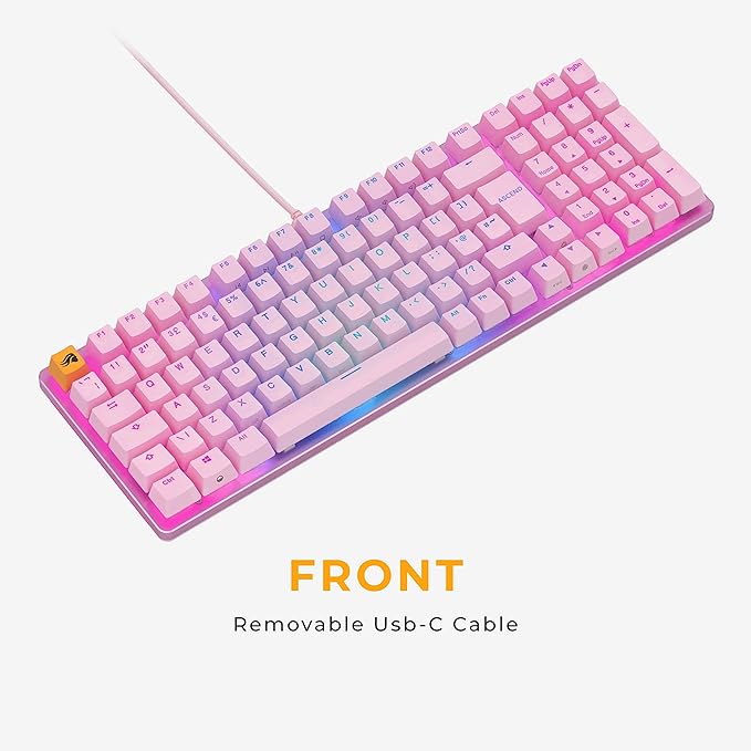 GLORIOUS Gaming - Custom Keyboard - Hot-Swappable Mechanical Switch - Full Size Pink Wired Keyboard - Low Profile - Cherry Mx Style - Double Shot Key Cap &amp Linear Switch