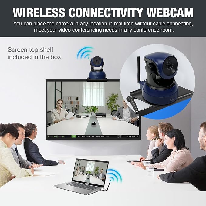 Gsou Wireless Webcam for PC/Wireless Streaming Camera 1080P HD Webcams/USB Plug and Play Webcam for Zoom MeetingSkypeOBS(with Mini Tripod Stand) Adjustable Computer Camera for Mac/Laptop/MacBook