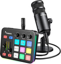 MAONO Gaming Audio Mixer &amp XLR Dynamic Microphone Audio Interface with Pro-preamp RGB Bluetooth 48V Phantom Power for Live Streaming Podcasting Content Create Gaming