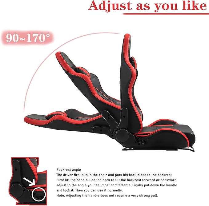 Marada Gaming Racing Seat for Simulator Cockpit with Double Locking SlidesInclude Lumbar and Neck PillowAdjustable PU Leather Chair for Heavy-Duty Metal Driving Sim Mount (No Steering Wheel Stand)