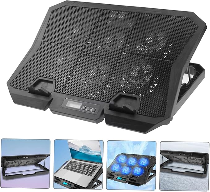Laptop Cooling Pad with Fan and Adjustable Speed for 15.6-inch Laptops Silent Computer Cooler Stand with Blue LED Light Suitable for Gaming and Office Use