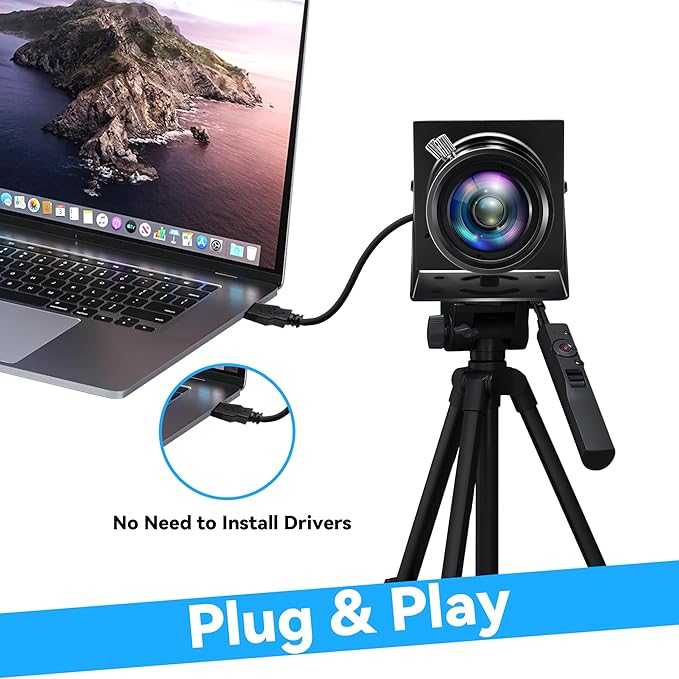 MMlove 1200P USB Camera 4X Optical Zoom Webcam with 2.8-12mm Manual Lens90fps Global Shutter High Speed CameraPlug and Playfor Windows/Mac/Linux/Android Conferencing/Streaming