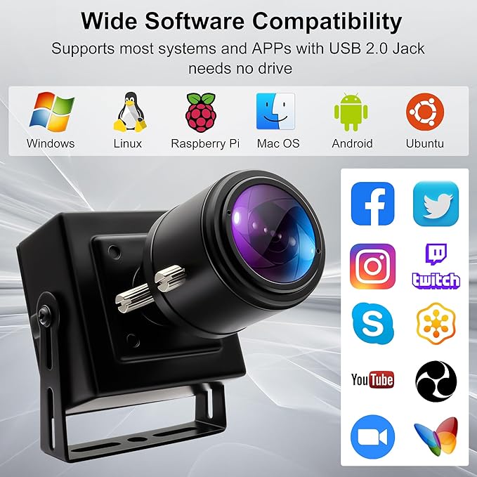 1.3MP Low Light USB Camera with CS Manual Zoom 2.8-12mm 4X Lens AR0130 0.01Lux Night Vision Camera 960p Industrial Camera with UVC Plug-and-Play for Windows Linux Android and Mac OS