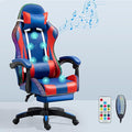 RGB Gaming Chair with Footrest Ergonomic Massage Computer Desk Chair Video Gaming Chair with Speakers Lumbar Support Height &amp Angles Adjustable Reclining Gamer ChairRgb/speaker/7 point massage