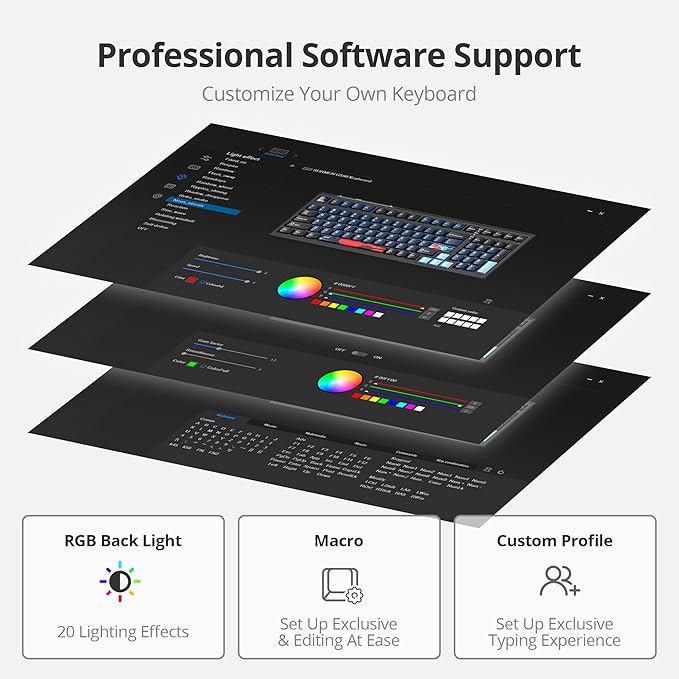 96% Percent Keyboard Programmable99 Keys Wired Hot-swappable RGB Mechanical Gaming Keyboard Gasket Mount with Quiet Pre-lubed switches for Mac/Win (Dark Blue)