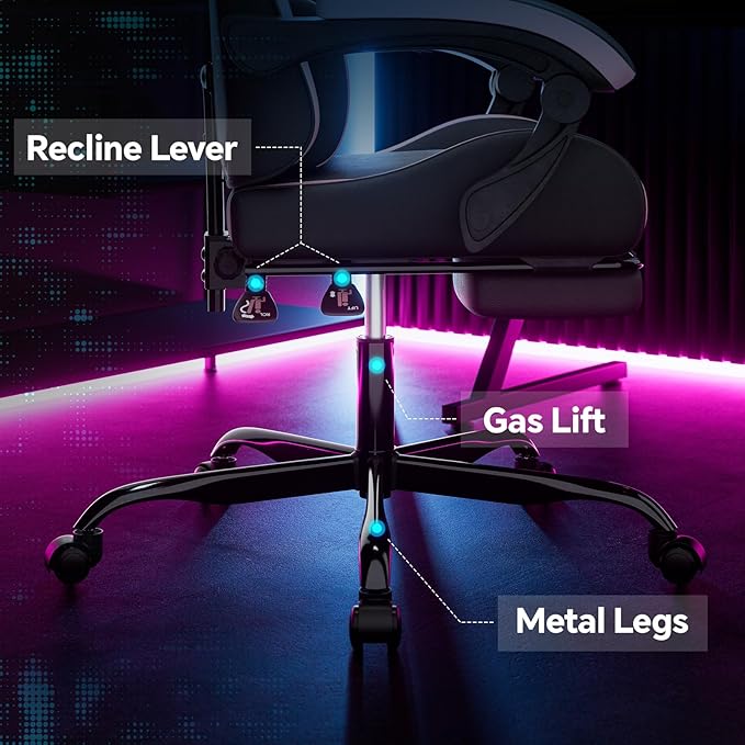 Gaming Chair Ergonomic Computer Chair with Footrest and Lumbar Support Height Adjustable Game Chair with 360°-Swivel Seat and Headrest and for Office or Gaming Blackpink