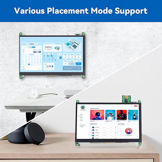 SunFounder 7 Inch Touchscreen for Pi 5 RPI 41024X600 IPS Display USB HDMI Portable Mini Monitor Upgraded 7in Touch Screen for RPI 4 Monitor with Stand and Dual Speakers