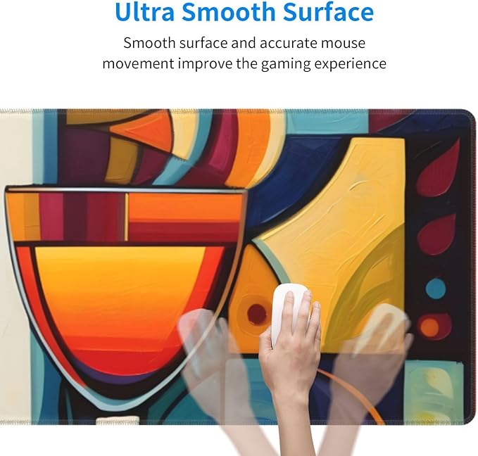 Abstract Wine Glass Large Mouse Pad XL Extended Gaming Pad Waterproof Desk Mat for Desktop Keyboard Non Slip Mousepad for Office Game Home 32.15x11.8