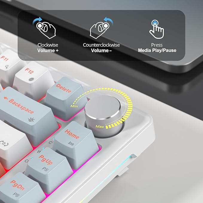 75% Wired Gaming Keyboard Hot Swappable Gasket Mount White Switch 82 Keys TKL Mechanical Keyboard NKRO Creamy for PC Laptop Windows Gamer (Salmon)