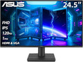ASUS 24.5 FHD Gaming Office Monitor 120Hz 1ms Eye Care Monitor - IPS 99% sRGB Frameless Adaptive-Sync HDMI &amp VGA Low Blue Light Flicker Free Tilt Adjustment VESA Black