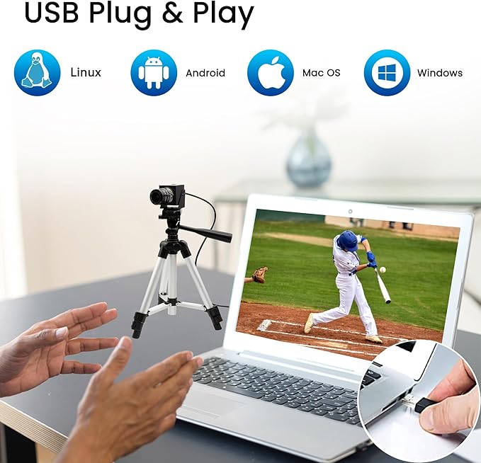 SVPRO 1080P USB Camera Starlight Low Light Webcam with Zoom Lens 3.6-10mm Manual Focus Machine Vision Industrial Camera UVC Plug and Play for Computer and Laptop