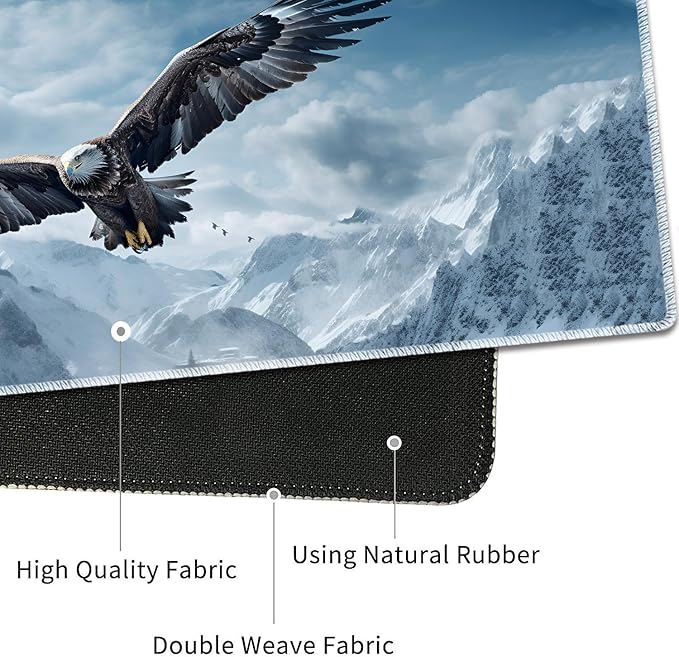 4 in 1 Mouse Pad Combo Large Gaming Mouse Pad + Keyboard Wrist Support + Mouse Wrist Rest + Coaster Table Pad 31.5 x 11.8 with Memory Foam Ergonomic Wrist Pad Set Eagles in The Sky
