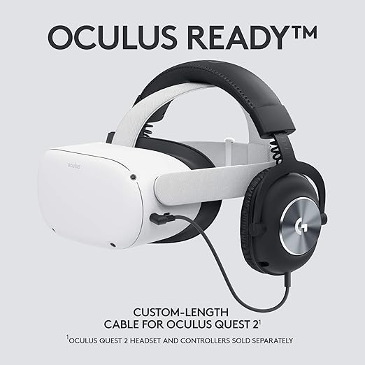 Logitech G PRO Gaming Headset for Oculus Quest 2 - Oculus Ready - Custom-Length Cable - PRO-G Precision Gaming Audio Driver - Steel and Aluminum Build - Low-Latency 3.5 mm Aux Connection