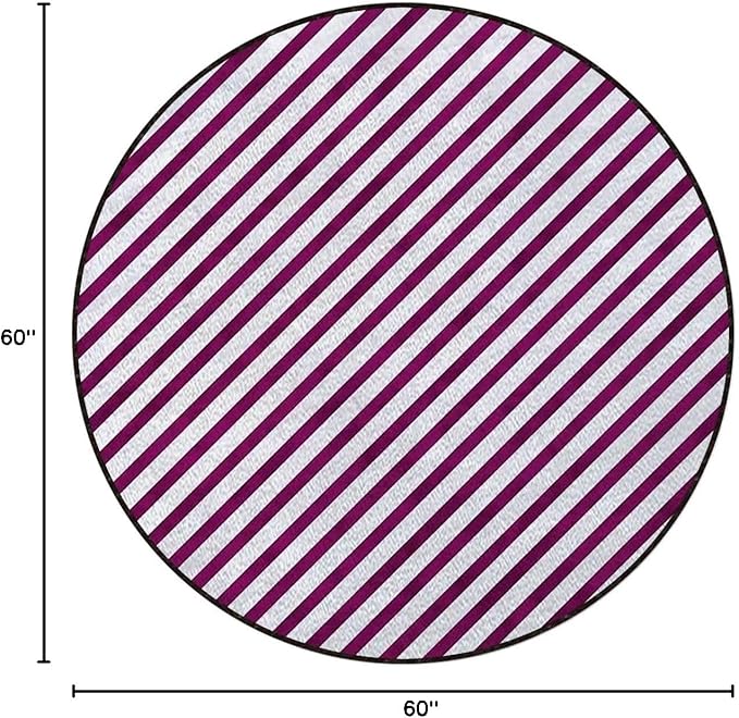 Harbour Stripe Area Rug Rug for Living Room Soft Durable Rugs Carpet for BedroomRound Rug Bicolor Stripes Medieval ContrastMulticolor Diameter 60 in