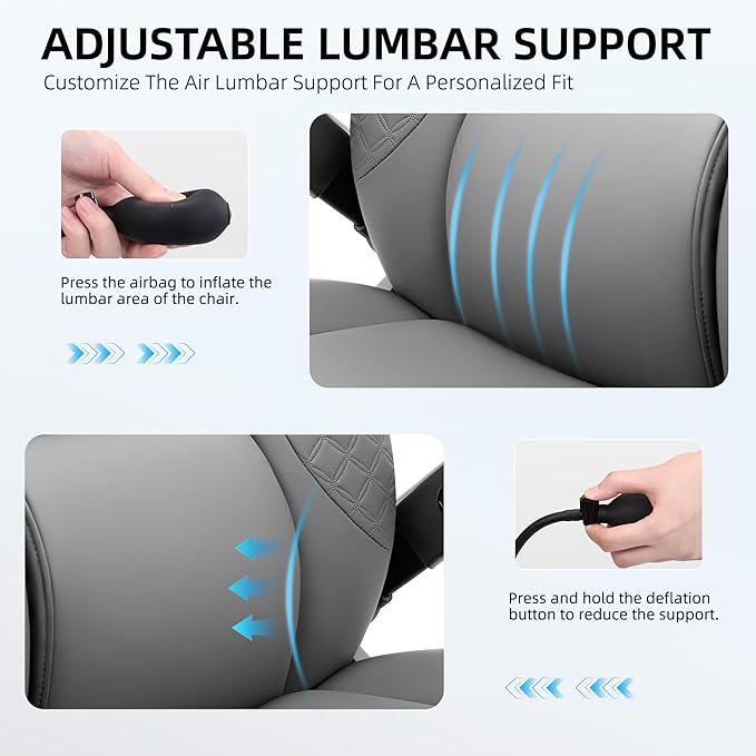 Office Chair 5D Flip Arm Ergonomic Desk Chair with Adjustable Lumbar Support for Back Pain Extra Wide 500LBS Comfy Big and Tall Office Chair Executive Leather Computer Game Chair for Heavy People