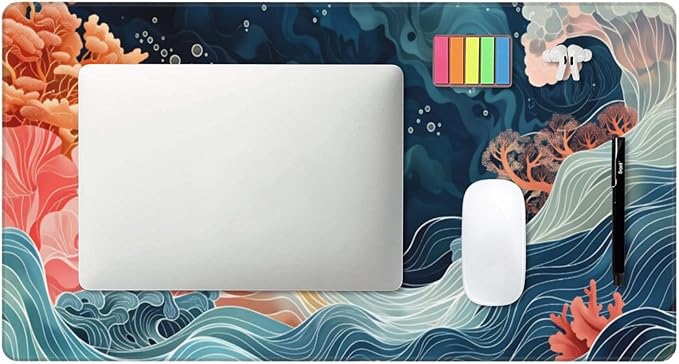Wave Desk Cover MatExtended Large Mouse PadComputer Laptop Mat Desk Decor for Office Game Home 30x16 Inch