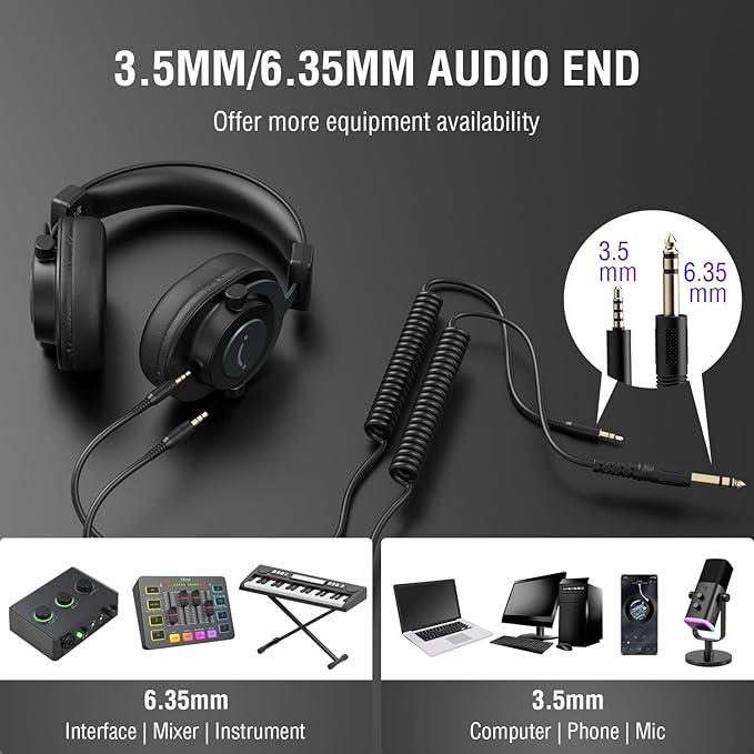 FIFINE XLR/USB Microphone and Studio Monitor Headphones Set Computer Recording Mic with Mute Button RGB Over Ear Wired Headset Pack for YouTube Podcasting Streaming Gaming (AM8+H8)