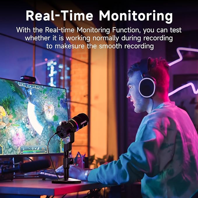 EJoy D10 PRO(D) COMBO Dual-Channel Wireless USB Gaming Microphone – RGB Dynamic Mic with Wired/Wireless Modes XLR/USB-C Real-Time Monitoring Studio Mic for Gaming Streaming Podcast Recording